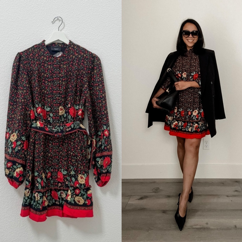 Red Floral Mini Dress (M)